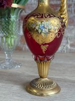 Itālijas Murano stikla karafe rubīna sarkanā krāsā ar ziedu motīviem (Tre Fuochi), Vidēja Izmēra (5590) - Image 5