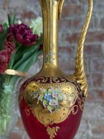 Itālijas Murano stikla karafe rubīna sarkanā krāsā ar ziedu motīviem (Tre Fuochi), Vidēja Izmēra (5590) - Image 8