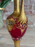 Itālijas Murano stikla karafe rubīna sarkanā krāsā ar ziedu motīviem (Tre Fuochi), Vidēja Izmēra (5590) - Image 12