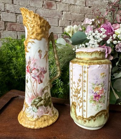 Antikt porcelæn stel - Art Nouveau, Østrig - antik kande krukke