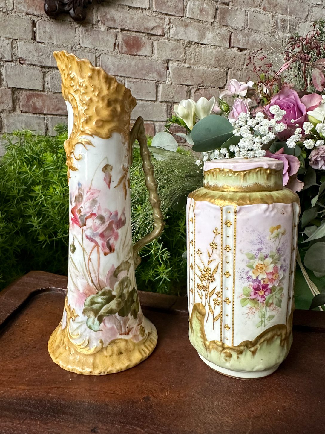 Antik porcelæn stel - Art Nouveau, Østrig Antikt porcelæn stel - Art Nouveau, Østrig - antik kande krukke