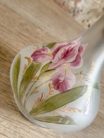 Antīka apgleznota stikla karafe ar jūgendstila metāla apdari — painted glass pitcher — ap 1900. gadu (5644) - Image 5