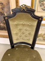 Melns ebenizēts Napoleona III stila krēsls ar zeltītu bronzu un zaļu samtu (6023) - Image 8