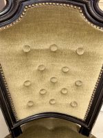 Melns ebenizēts Napoleona III stila krēsls ar zeltītu bronzu un zaļu samtu (6023) - Image 15