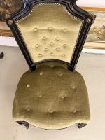 Melns ebenizēts Napoleona III stila krēsls ar zeltītu bronzu un zaļu samtu (6023) - Image 16