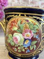 porcelāna kašpo, tumši zilā krāsā ar ziedu motīviem, neliela izmēra (5794) - Image 11