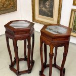 Chinese pedestal table marble top