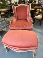 Atpūtas krēsls ar pufu — Luija XV stilā (French Louis XV Style Bergère Armchair with Ottoman) (4617) - Image 4