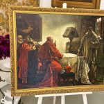 Impressive 19th-century historical oil painting in an ornate gilded frame