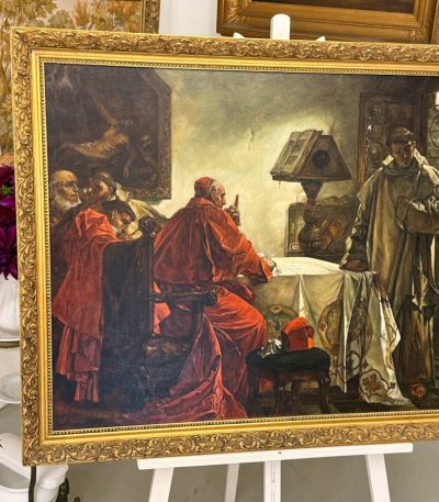Impressive 19th-century historical oil painting in an ornate gilded frame