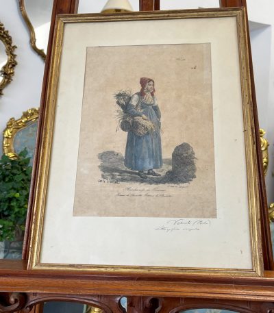 Tegning i guldramme med glas, mellemstor (3308)