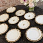 16 antique limoges porcelain plates with gold border and monogram grand depot paris