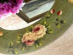 Apgleznots koka spogulis ar ziedu motīviem — ovāla forma (Hand Painted Floral Wooden Mirror — Oval Shape) (5793) - Image 12