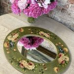 hand painted floral wooden mirror