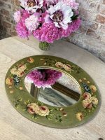 hand painted floral wooden mirror