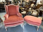 Atpūtas krēsls ar pufu — Luija XV stilā (French Louis XV Style Bergère Armchair with Ottoman) (4617) - Image 3