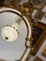 zelta krāsas spogulis, ar interesantu spoguļa rāmi, vidēji liela izmēra (6094) - Image 11