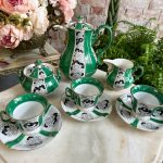 art deco porcelain tea and coffee service green black