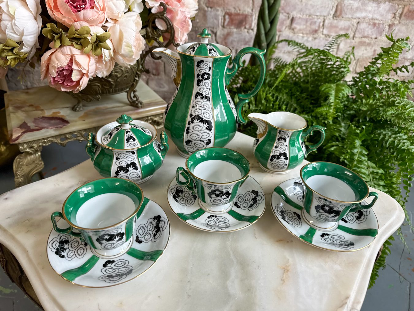 IMG_5528 art deco porcelain tea and coffee service green black