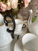 Porcelāna Kafijas un Tējas Servīzes Komplekts ar Paplāti 2 Personām (art deco porcelain tea service for two) — Art Deco stilā, (4897) - Image 10