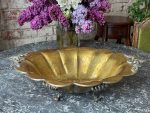 antique brass fruit bowl ornate handles legs