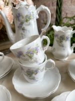 Antīka porcelāna tējas un kafijas servīze 8 personām ar ceriņu dekoru (Antique Porcelain Tea & Coffee Service for 8 Persons) (4895) - Image 7