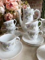 Antīka porcelāna tējas un kafijas servīze 8 personām ar ceriņu dekoru (Antique Porcelain Tea & Coffee Service for 8 Persons) (4895) - Image 2