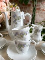 Antīka porcelāna tējas un kafijas servīze 8 personām ar ceriņu dekoru (Antique Porcelain Tea & Coffee Service for 8 Persons) (4895) - Image 3