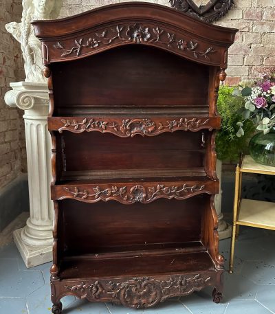 Antique french walnut wall plate rack vaisselier louise xv style 19th century