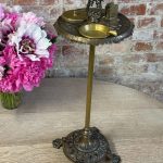 Antique brass smokers stand with ashtray
