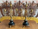 candelabra pair bronze marble antique 5518