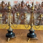 candelabra pair bronze marble antique 5518