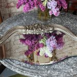 antique silvered mirror console wall decor bouquet