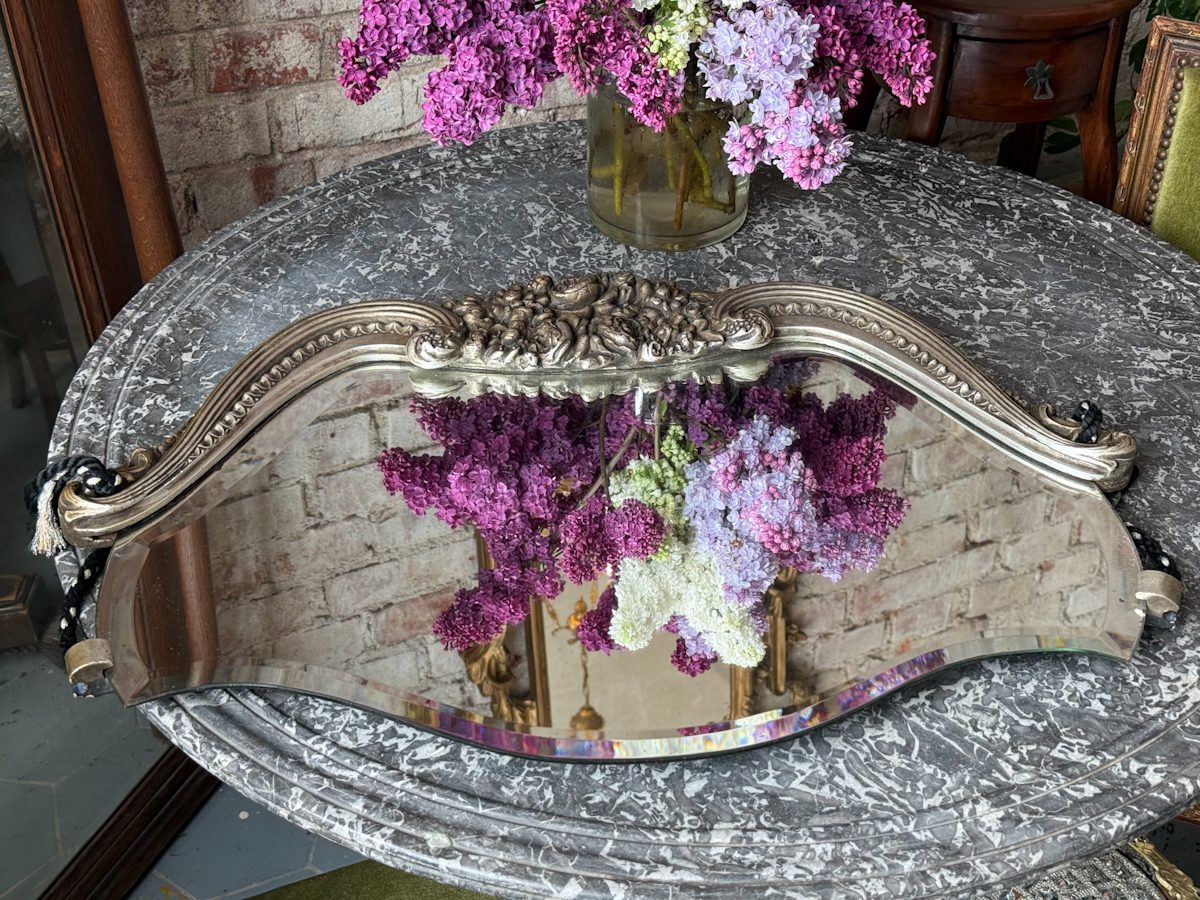 IMG_5750 2 antique silvered mirror console wall decor bouquet