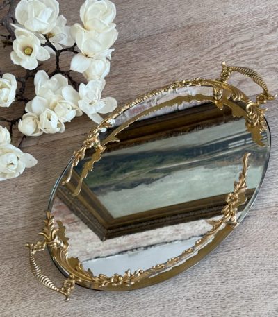 small antique mirror vanity tray