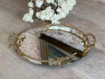 Spoguļa Paplāte ar Bronzas Detaļām (small antique mirror vanity tray) — Historisma stilā, (5587) - Image 2