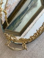 Spoguļa Paplāte ar Bronzas Detaļām (small antique mirror vanity tray) — Historisma stilā, (5587) - Image 7