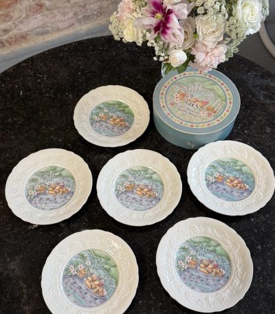 vintage gien france les saveurs cheese plates set of 6 in original box