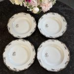 antique limoges france unique porcelain plates with silver birds swallows and monogram