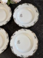 Antīki Limoges porcelāna šķīvji ar sudraba bezdelīgām (4 gab.) — Francija (Antique Limoges porcelain plates in Art Deco style) (6874) - Image 3