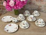 Ekskluzīva antīka Royal Doulton kaula porcelāna tējas servīze "Savvaļas putni" — ap 1920.–1930. gadiem, 6 personām (5766)