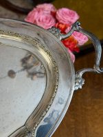 Sudraba Pārklājuma Ovāla Paplāte ar Zelta Monogrammu — Luija XVI / Historisma stils, Francija / Eiropa, ap 1880.–1910., Vidēja Izmēra (5514) - Image 10