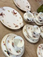 Ekskluzīva antīka Royal Doulton kaula porcelāna tējas servīze "Savvaļas putni" — ap 1920.–1930. gadiem, 6 personām (5766) - Image 9