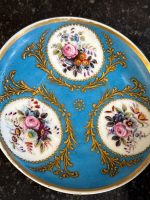 apgleznots porcelāna duo ar ziedu motīviem - piena krūze un apakštasīte (6844) - Image 11