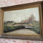 Magnificent 19th-century dutch landscape painting in a heavy