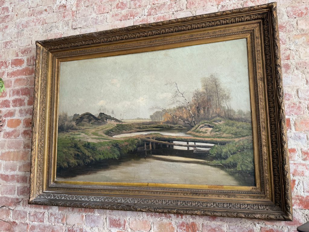 Magnificent 19th-century dutch landscape painting in a heavy