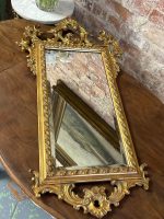 Grezns zeltīts sienas spogulis ar faceti — rokoko stilā (gilt rococo wall mirror) (6269) - Image 4