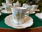 Antīka porcelāna tējas un kafijas tasīšu servīze 12 personām ar ābeļziedu dekoru (Antique Porcelain Tea & Coffee Cup Service for 12 Persons) (3833) - Image 12