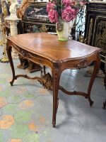Louis XV Style Carved Table with Drawer — Napoleon III Era (7093) - Image 2