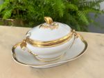 antique porcelain sauce boat with lid and undertray